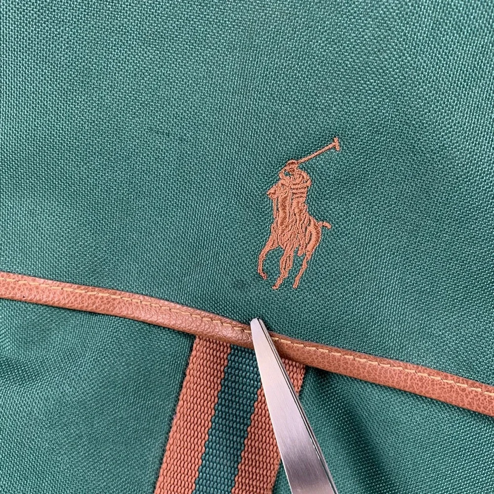 Vintage Ralph Lauren Polo Perfume Duffel Bag Green Brown Canvas Shoulder‎ Strap
